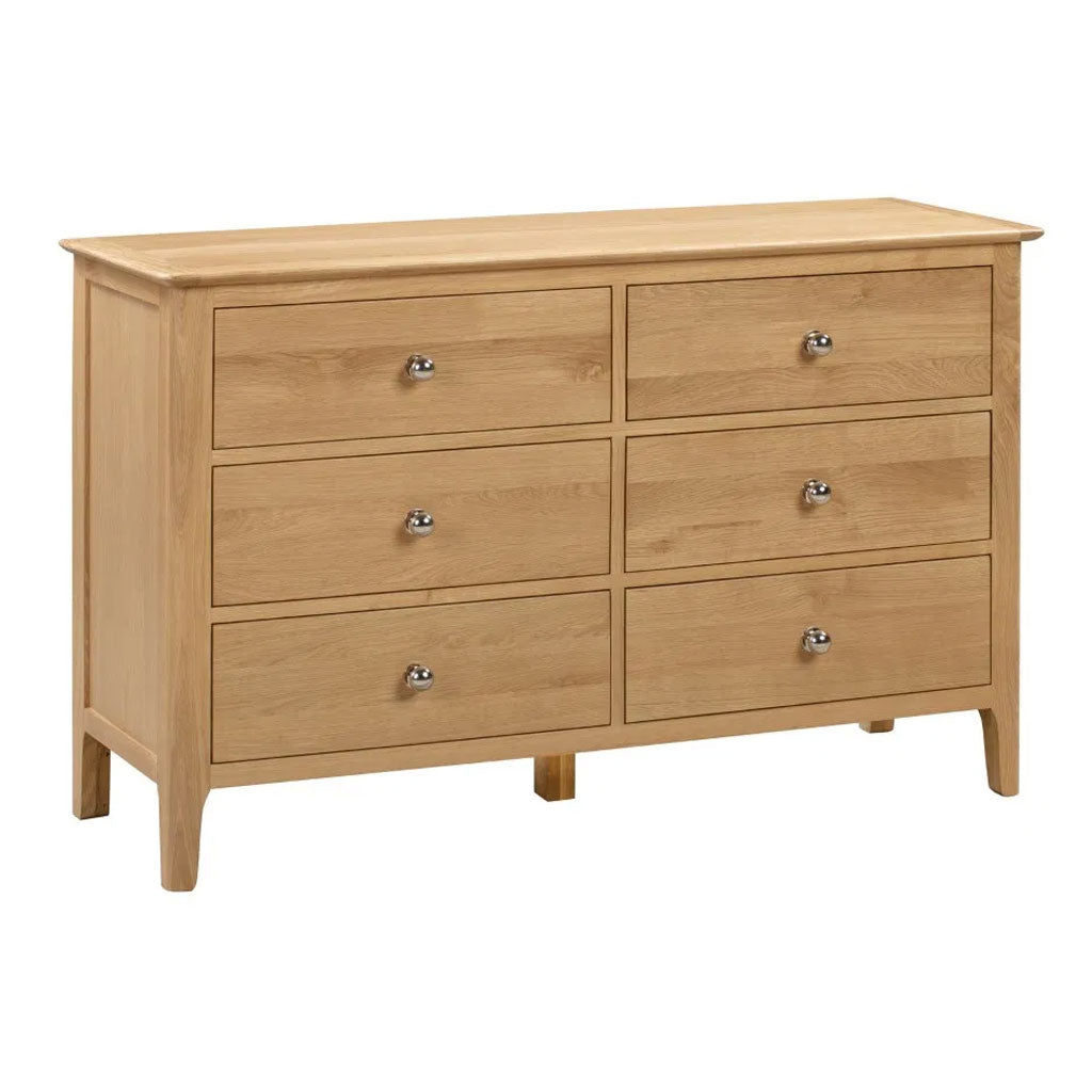 Wooden Chest Of 6 Drawers Wide - Cotswold