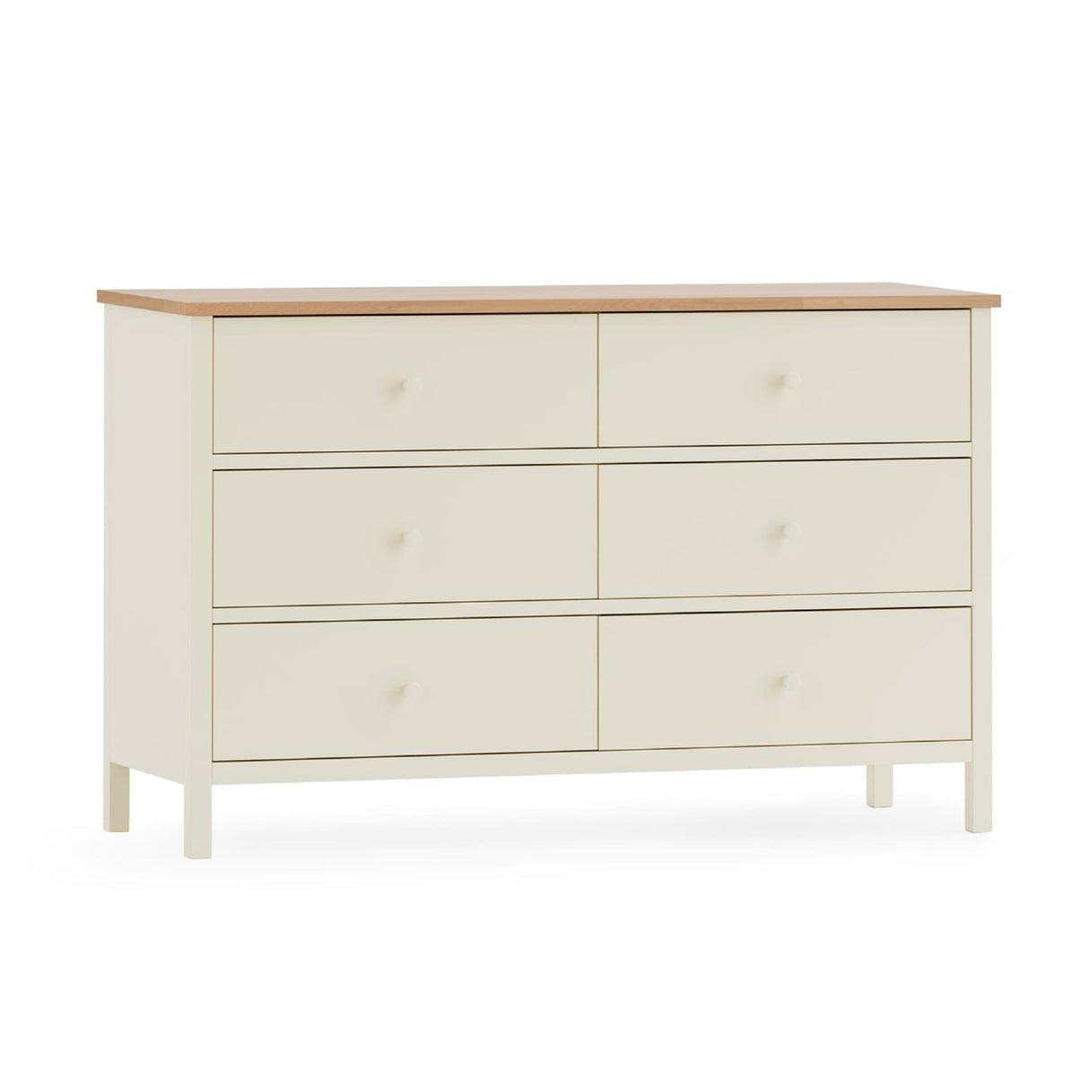 Wooden Chest Of 6 Drawers Wide - Coxmoor