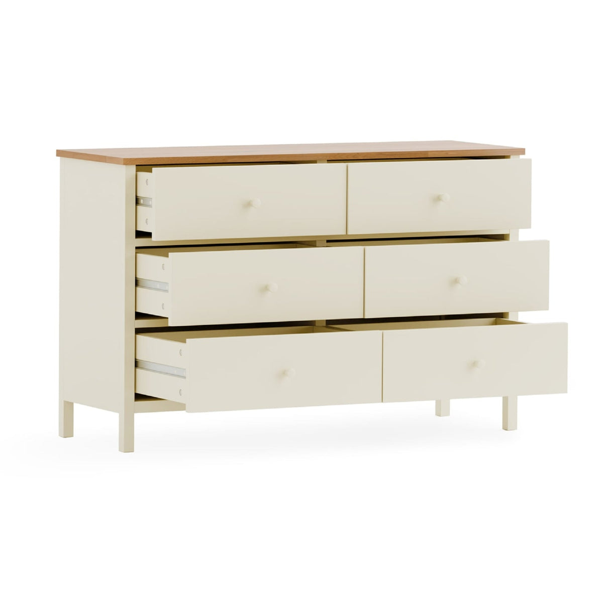 Wooden Chest Of 6 Drawers Wide - Coxmoor