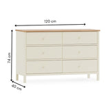 Wooden Chest Of 6 Drawers Wide - Coxmoor