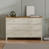 Wooden Chest Of 6 Drawers Wide - Coxmoor