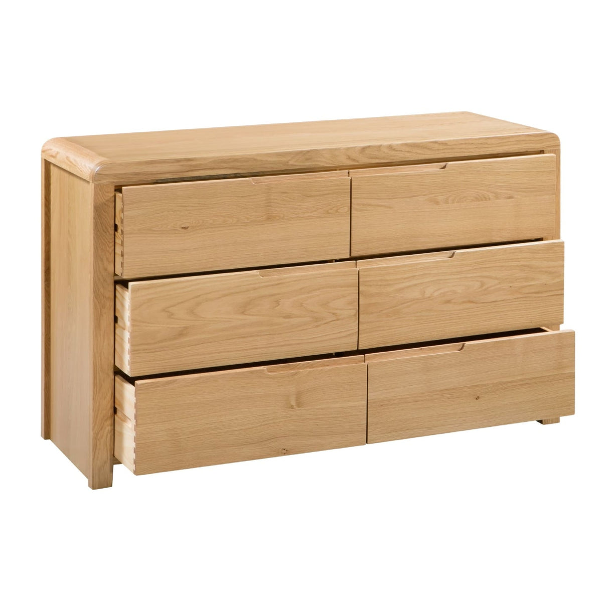 Wooden Chest Of 6 Drawers Wide - Curve
