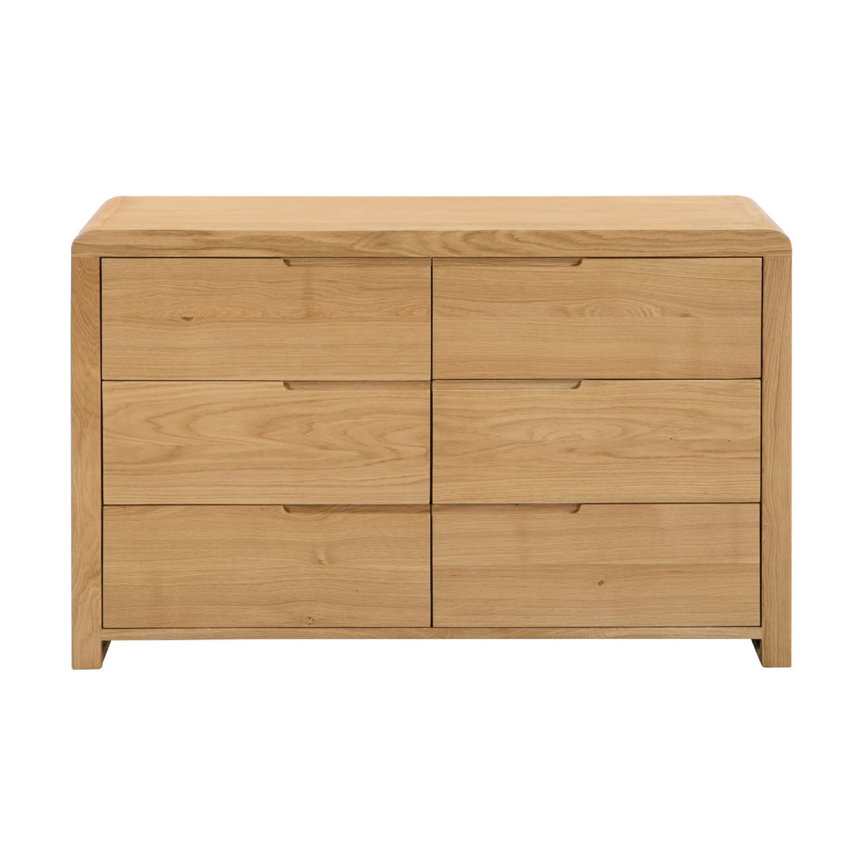 Wooden Chest Of 6 Drawers Wide - Curve