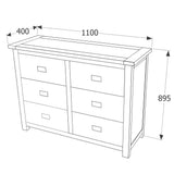 Wooden Chest Of 6 Drawers Wide - Dunkeld