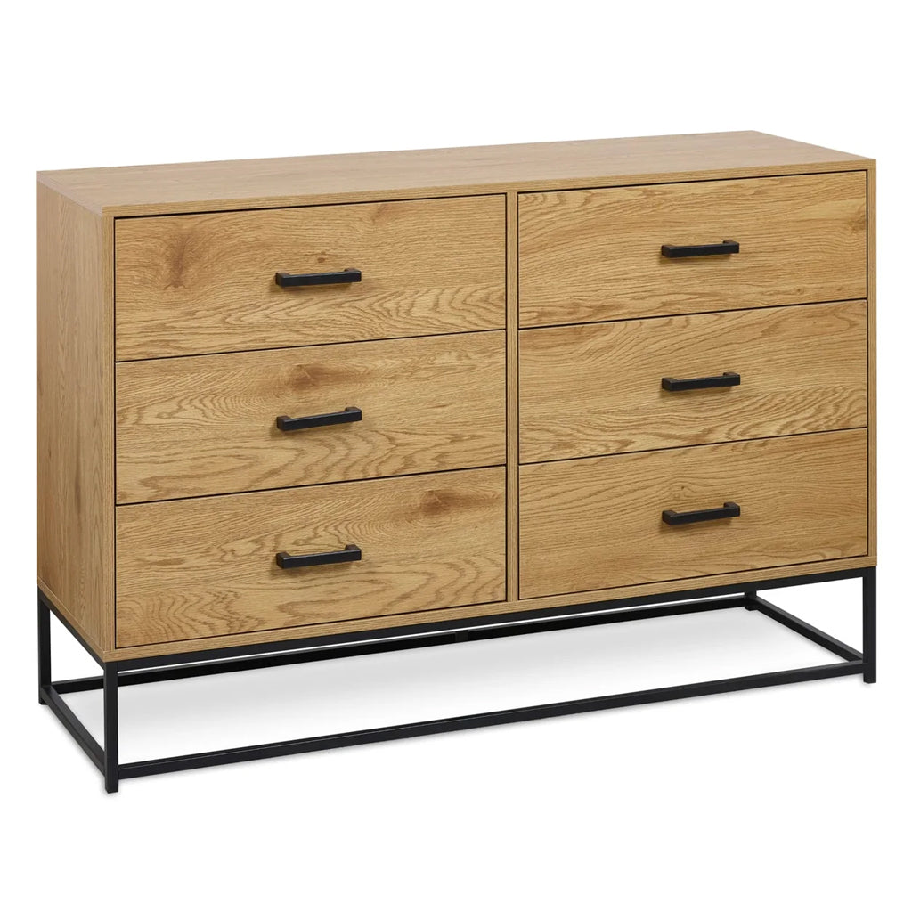 Wooden Chest of 6 Drawers Wide - Harlow