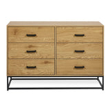 Wooden Chest of 6 Drawers Wide - Harlow