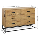 Wooden Chest of 6 Drawers Wide - Harlow