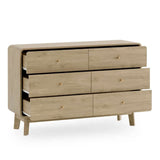 Wooden Chest Of 6 Drawers Wide - Ingrid