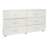 Wooden Chest Of 6 Drawers Wide - Lido