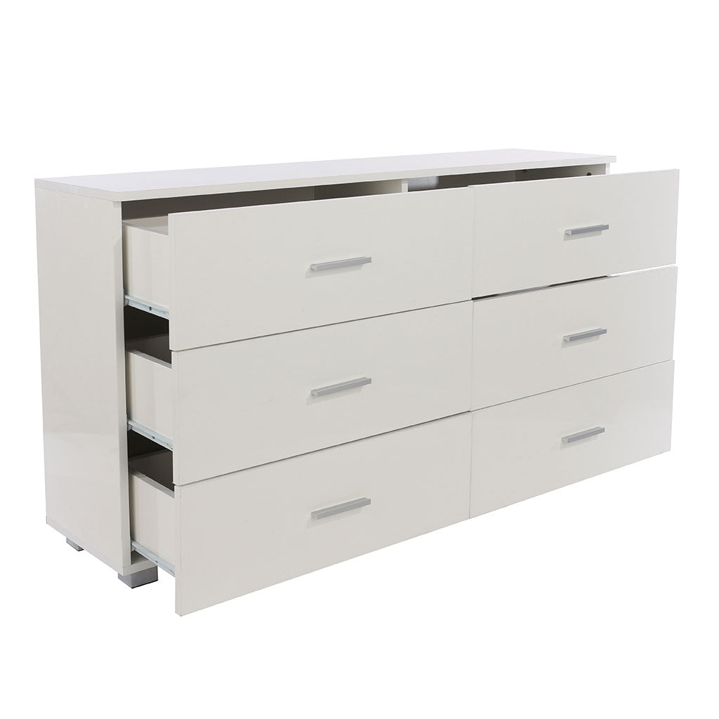 Wooden Chest Of 6 Drawers Wide - Lido