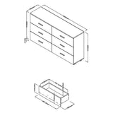 Wooden Chest Of 6 Drawers Wide - Lido