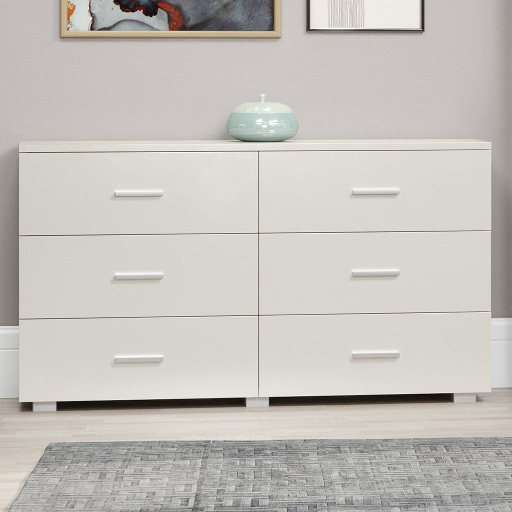 Wooden Chest Of 6 Drawers Wide - Lido