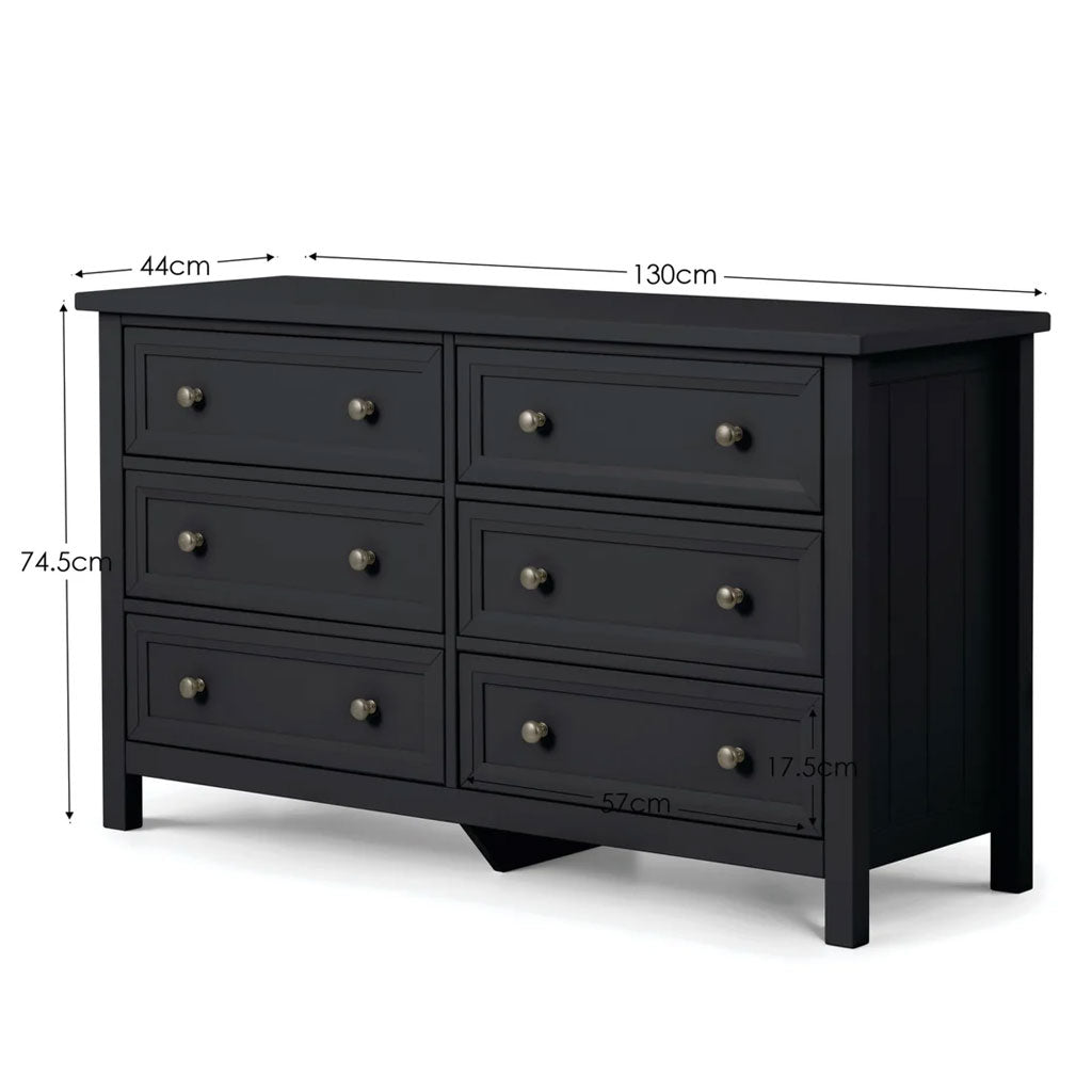 Wooden Chest Of 6 Drawers Wide - Maine