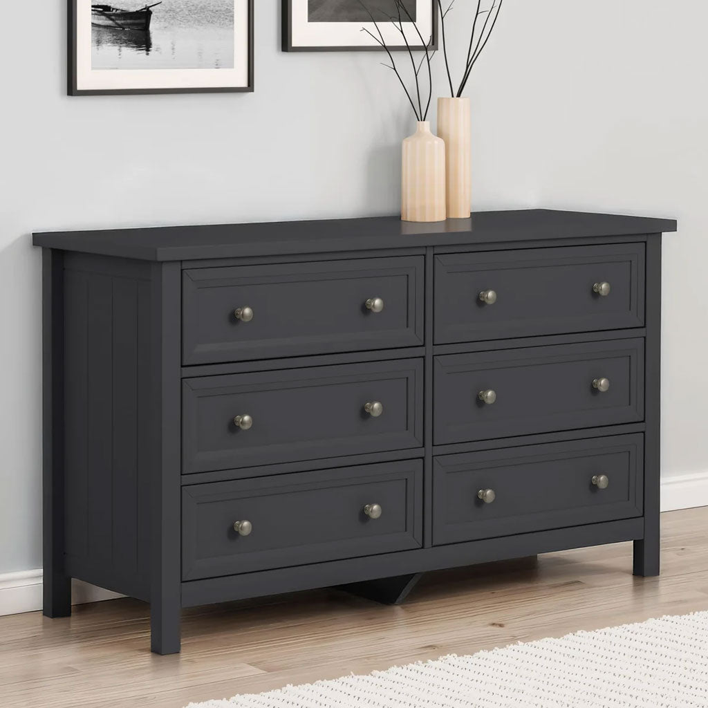 Wooden Chest Of 6 Drawers Wide - Maine