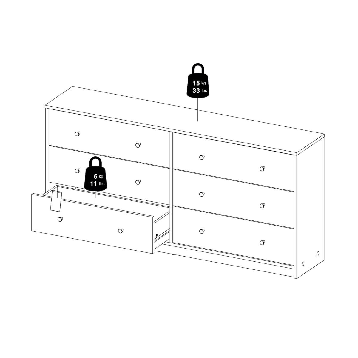 Wooden Chest Of 6 Drawers Wide - May