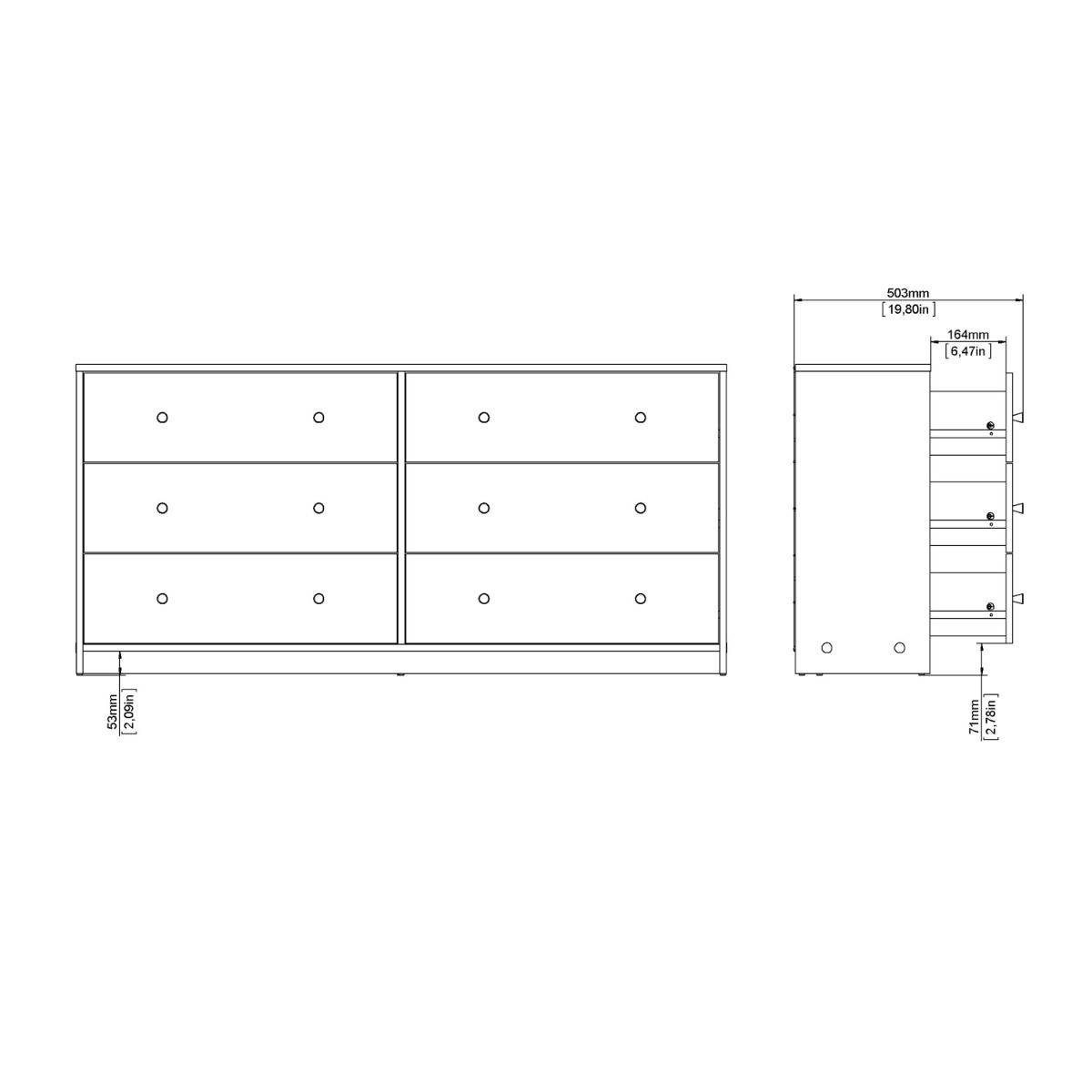 Wooden Chest Of 6 Drawers Wide - May