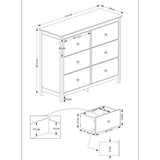 Wooden Chest Of 6 Drawers Wide - Nairn