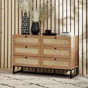 Wooden Chest Of 6 Drawers Wide - Padstow