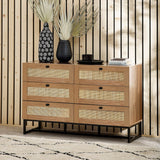 Wooden Chest Of 6 Drawers Wide - Padstow