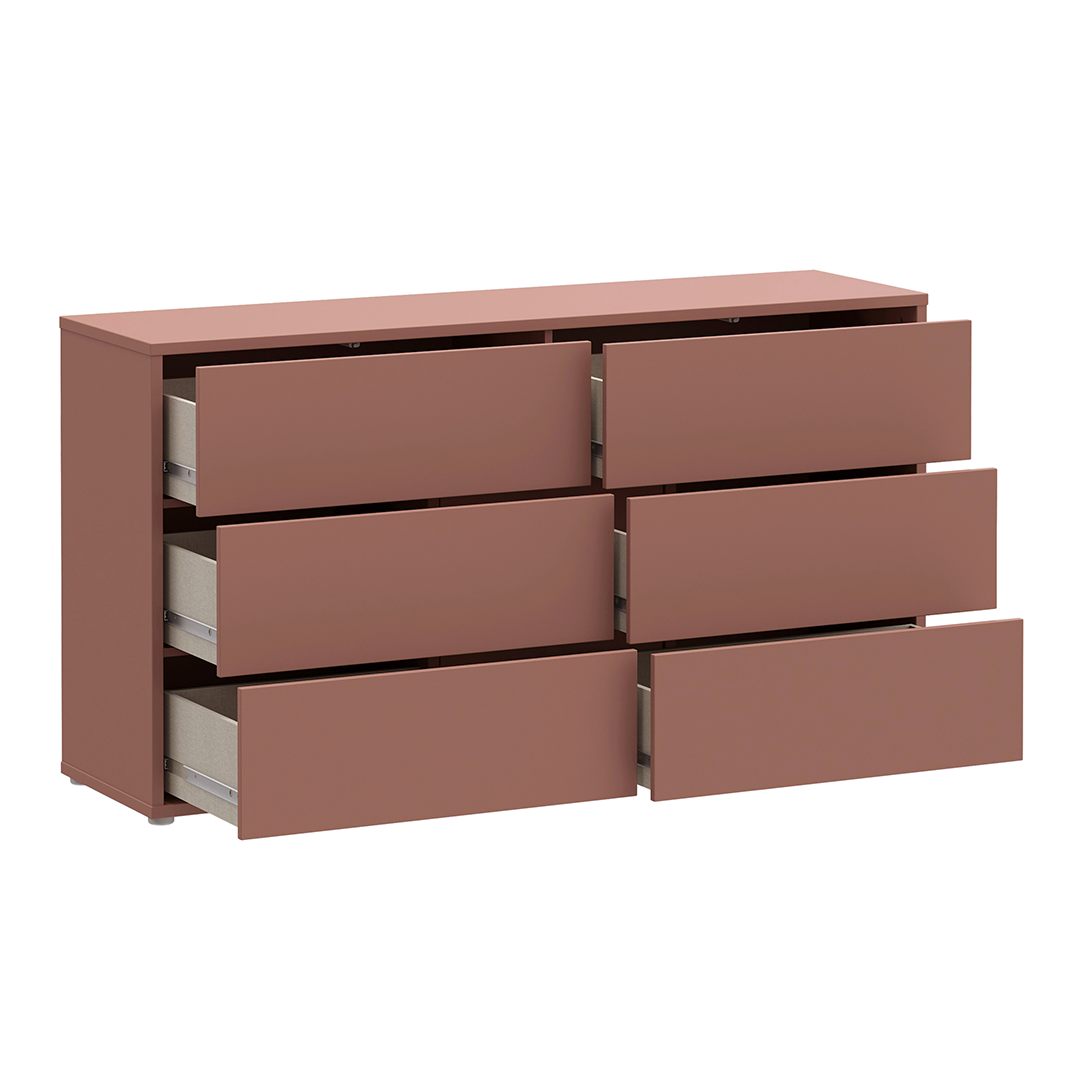 Wooden Chest of 6 Drawers Wide With Push-to-Open Drawers - Alice Springs
