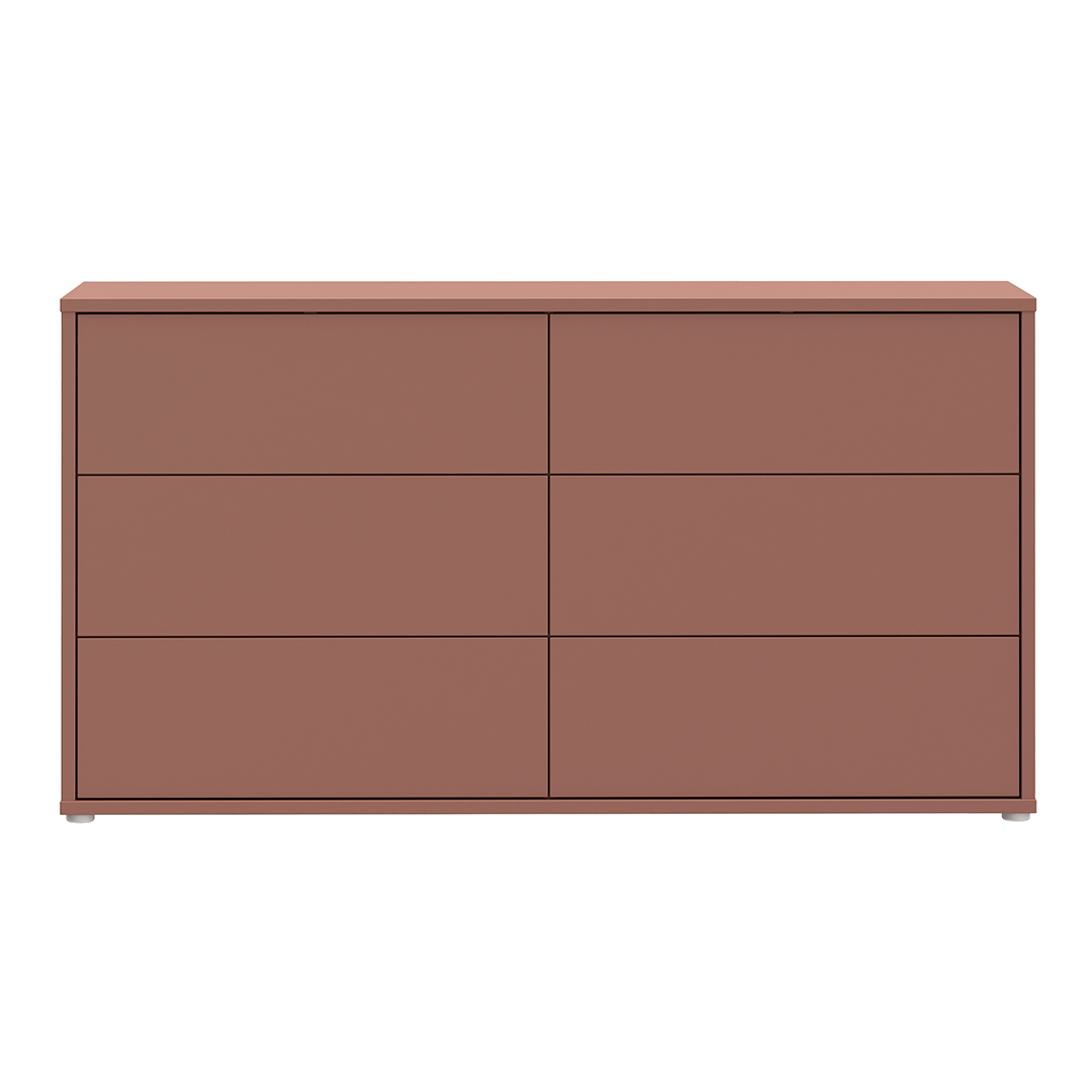 Wooden Chest of 6 Drawers Wide With Push-to-Open Drawers - Alice Springs