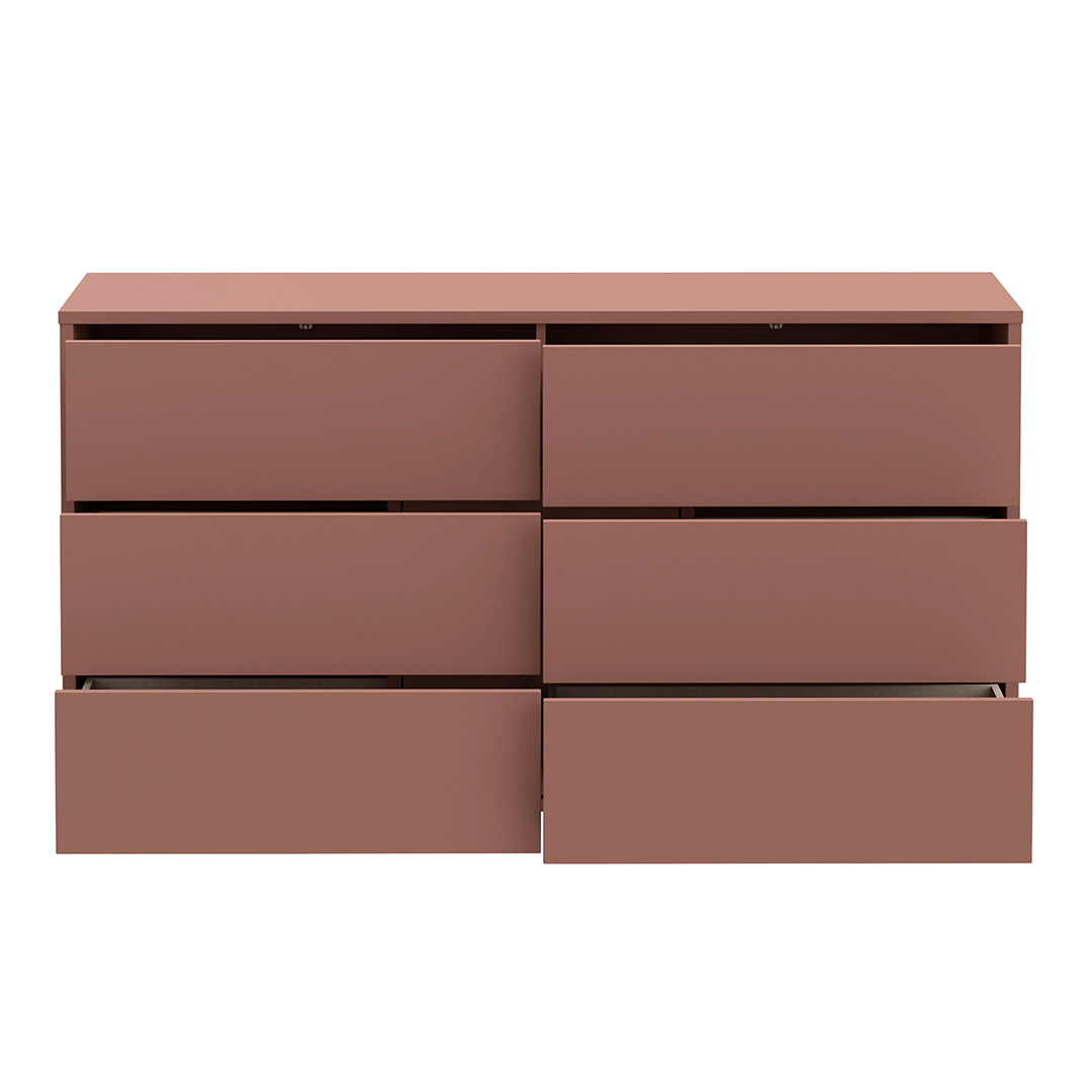 Wooden Chest of 6 Drawers Wide With Push-to-Open Drawers - Alice Springs