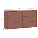 Wooden Chest of 6 Drawers Wide With Push-to-Open Drawers - Alice Springs
