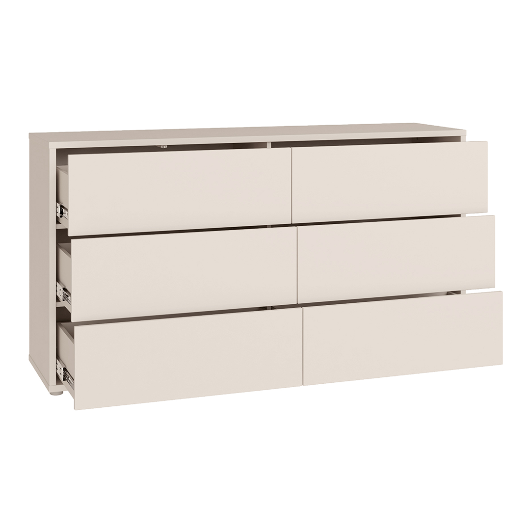 Wooden Chest of 6 Drawers Wide With Push-to-Open Drawers - Alice Springs