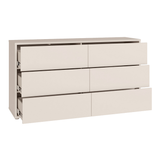 Wooden Chest of 6 Drawers Wide With Push-to-Open Drawers - Alice Springs