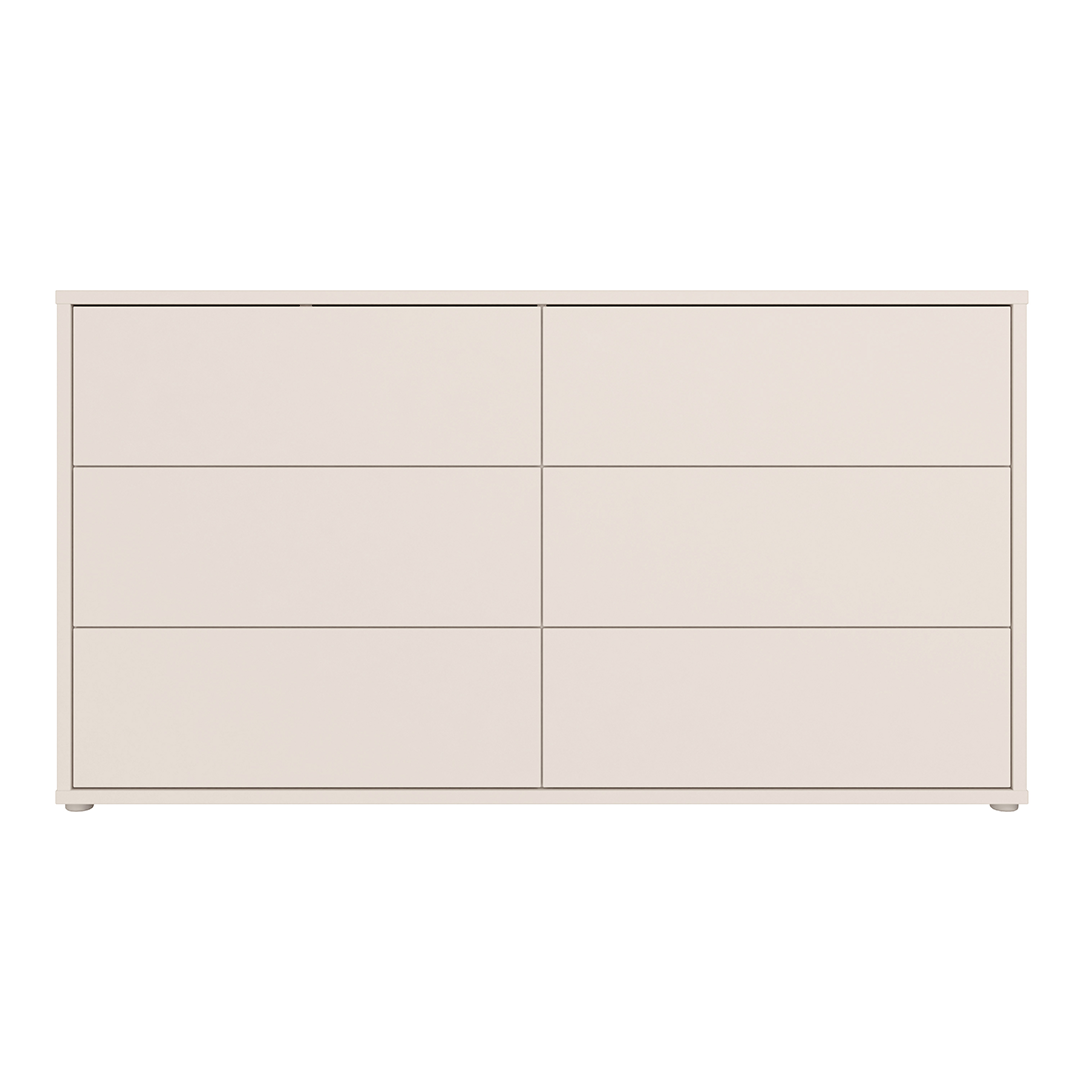 Wooden Chest of 6 Drawers Wide With Push-to-Open Drawers - Alice Springs