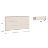 Wooden Chest of 6 Drawers Wide With Push-to-Open Drawers - Alice Springs
