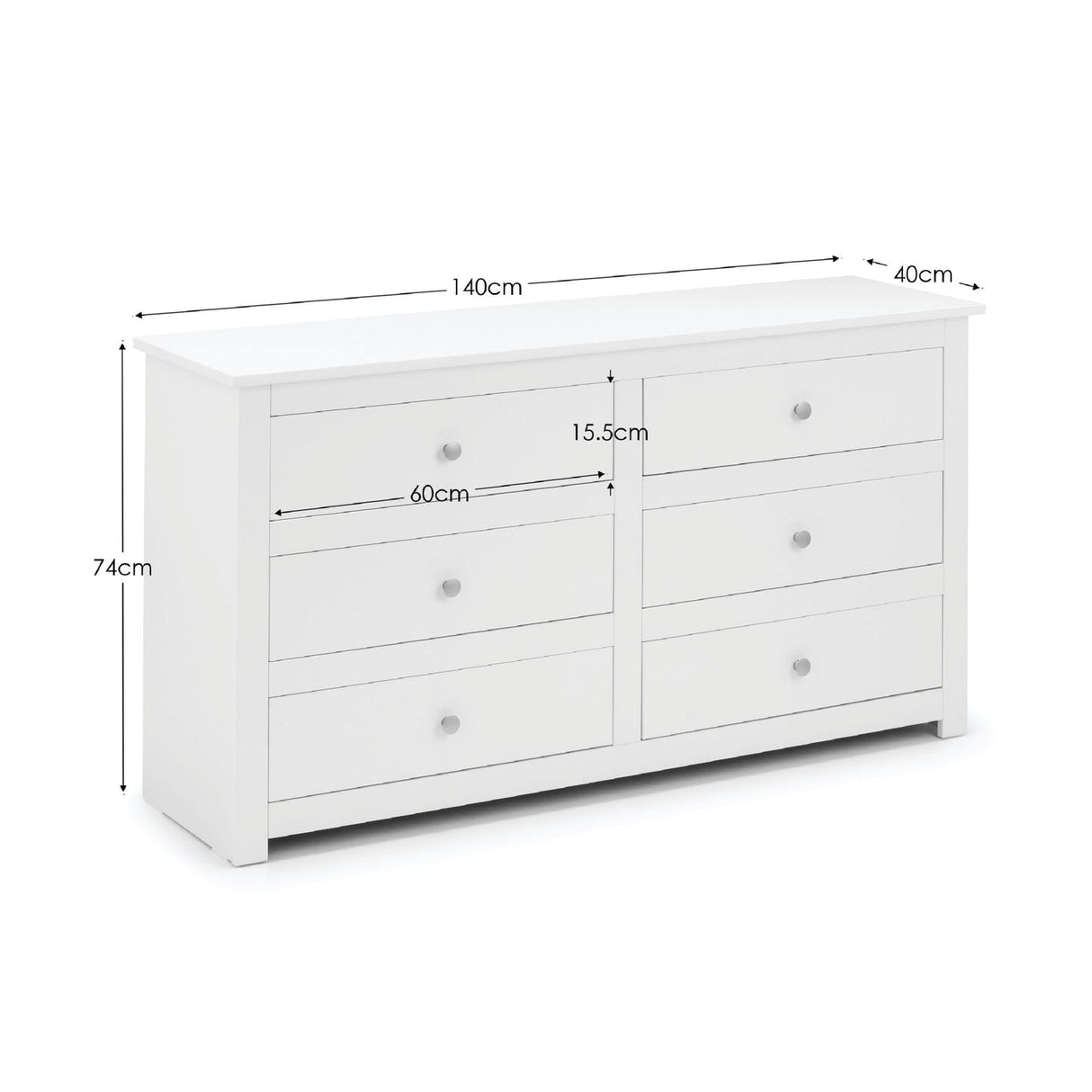 Wooden Chest Of 6 Drawers Wide - Radley