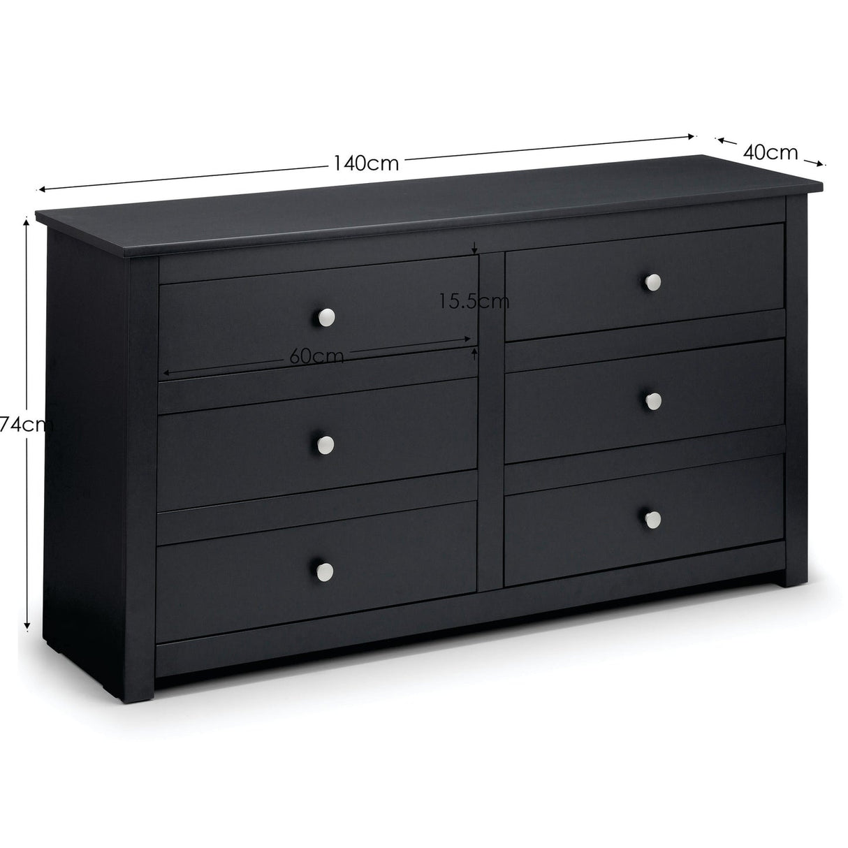 Wooden Chest Of 6 Drawers Wide - Radley