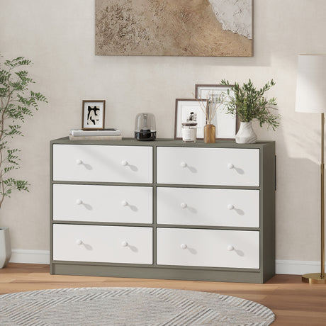 Wooden Chest Of 6 Fabric Drawers 114cm Wide - Velmora