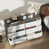 Wooden Chest Of 6 Fabric Drawers 114cm Wide - Velmora