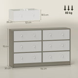 Wooden Chest Of 6 Fabric Drawers 114cm Wide - Velmora