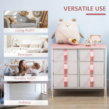 Wooden Chest Of 6 Fabric Drawers 68cm Wide With Steel Frame - Velmora