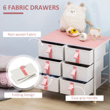 Wooden Chest Of 6 Fabric Drawers 68cm Wide With Steel Frame - Velmora