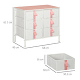 Wooden Chest Of 6 Fabric Drawers 68cm Wide With Steel Frame - Velmora