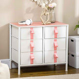 Wooden Chest Of 6 Fabric Drawers 68cm Wide With Steel Frame - Velmora