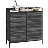 Wooden Chest Of 6 Fabric Drawers 79cm Wide With Steel Frame - Velmora