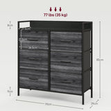 Wooden Chest Of 6 Fabric Drawers 79cm Wide With Steel Frame - Velmora
