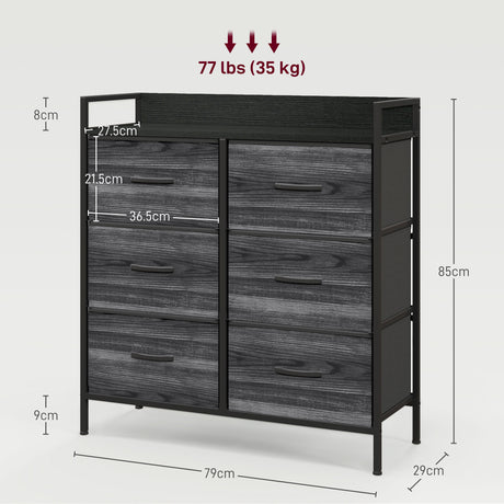Wooden Chest Of 6 Fabric Drawers 79cm Wide With Steel Frame - Velmora