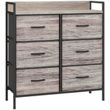 Wooden Chest Of 6 Fabric Drawers 79cm Wide With Steel Frame - Velmora