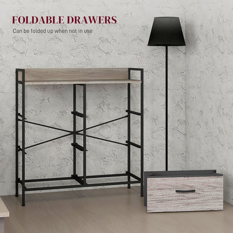 Wooden Chest Of 6 Fabric Drawers 79cm Wide With Steel Frame - Velmora