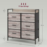 Wooden Chest Of 6 Fabric Drawers 79cm Wide With Steel Frame - Velmora