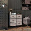 Wooden Chest Of 6 Fabric Drawers 79cm Wide With Steel Frame - Velmora