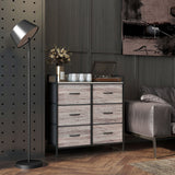 Wooden Chest Of 6 Fabric Drawers 79cm Wide With Steel Frame - Velmora