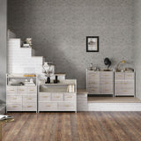 Wooden Chest Of 6 Fabric Drawers 79cm Wide With Steel Frame - Velmora