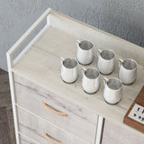 Wooden Chest Of 6 Fabric Drawers 79cm Wide With Steel Frame - Velmora